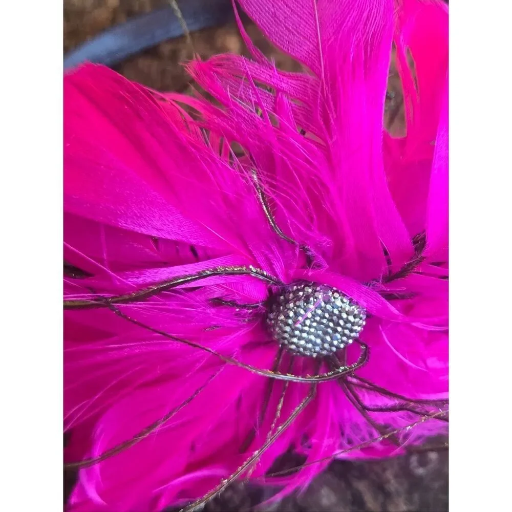 Fuchsia Feather Floral Headband - Women's Hair Accessory